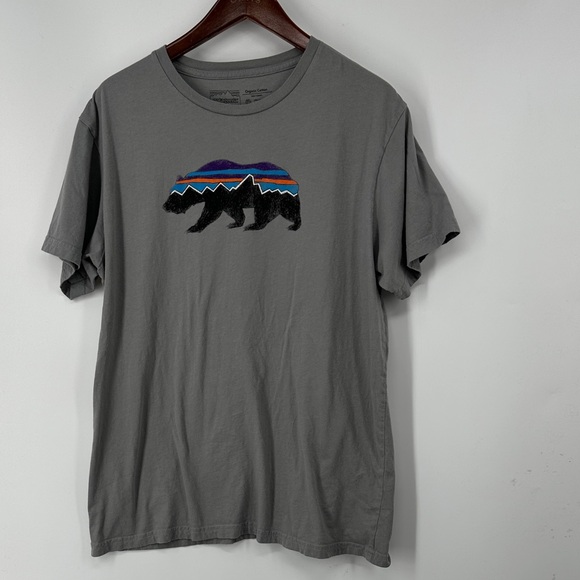 Patagonia Gray Bear Graphic T-Shirt Organic Cotton Slim Fit - Picture 2 of 4